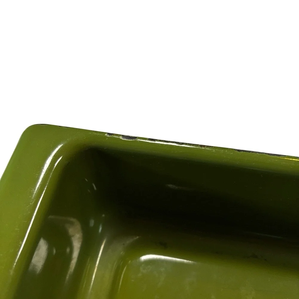 Cathrineholm Avocado Green Lotus Enamel Lasagna Pan Baking Dish MCM 13x9 Vtg